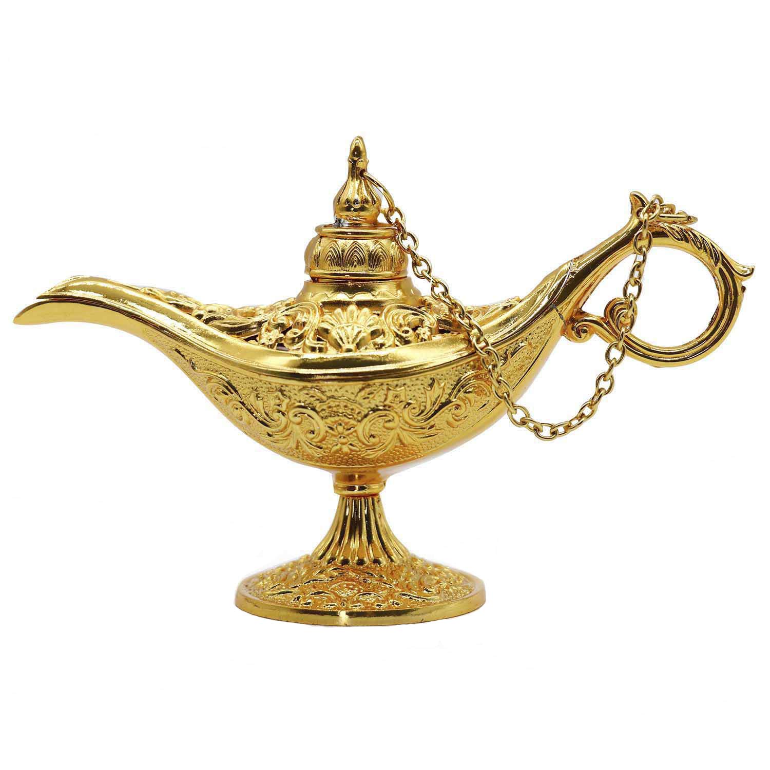 AVESON Classic Vintage Collectable Rare Legend Hollow Aladdin Magic Genie Costume Lamp Home Table Decoration & Gift, Small, Gold