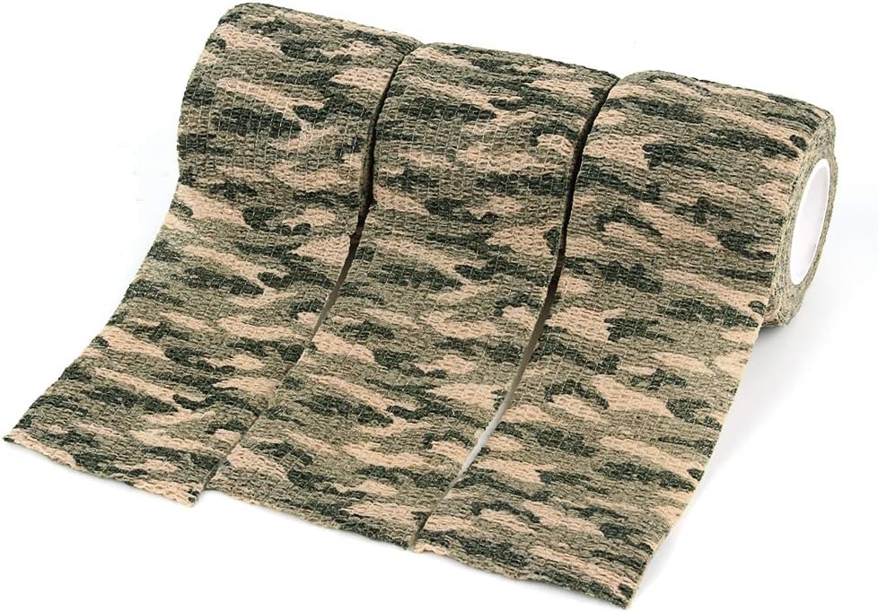 AIRSSON 5 Roll Camouflage Tape Cling Scope Wrap Military Camo Stretch Bandage for Gun Rifle Shotgun Camping Hunting 2" x5 yds Self-Adhesive (Woodland Camo - 6 Pack) : Sports & Outdoors