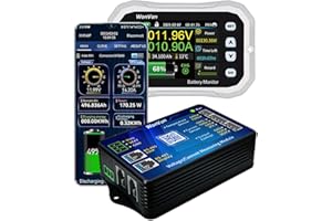 WONVON Battery Monitor with Shunt,400A Wireless 0V-120V Battery with Solar Power Monitor for RV Motorcycle Golf Cart Solar Panel,Capacity Percentage Time Power Voltmeter