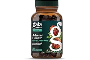 Gaia Herbs Adrenal Health Nightly Restore - Herbal Supplement with Ashwagandha, Magnolia Bark, Cordyceps, Lemon Balm & More* - 120 Vegan Liquid Phyto-Caps (60 Servings)