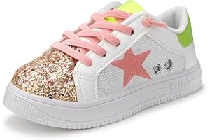 Qimaoo Girls Sneakers Glitter Tennis Shoes Lightweight Non-Slip Running Walking Shoes for Toddler/Little Kid/Big Kid