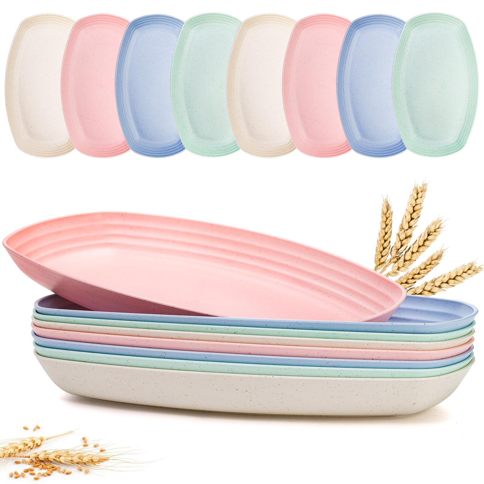 Photo 1 of Yopay 8 Pack Wheat Straw Plates, 11 Inch Microwave Safe Lunch Dinner Plates, Lightweight Plates for Camping, RV & Microwave Safe | Shatterproof Dinnerware for Picnic, Travel Use