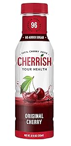 CHERRISH Tart Cherry Juice - 12oz - 12Pack Case - Extreme Hydration Improved Sleep Quality All Natural Sugar Sore Muscle Recovery Anti-inflammatory Sports Drink Healthy Snack