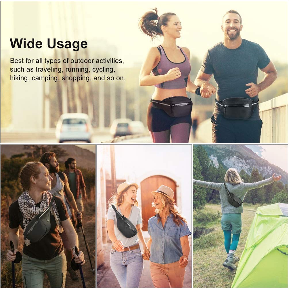 VBIGER Waist Pack Bag Fanny Pack for Men Women,Foldable Hip Bum Bag Waterproof Belt Bags with Large Capacity Adjustable Strap Earphone Hole