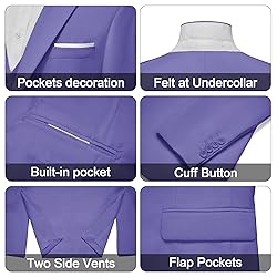 MAGE MALE Men's 3 Pieces Suit Elegant Solid One