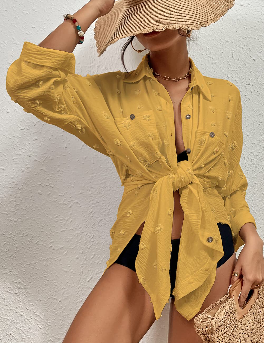 Yellow Swiss Dot Coverup