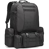 Fortune Edge Military Tactical Backpack for Men 60L Waterproof Bug Out Bag Survival Rucksack Go Bag Emergency Molle System Army 3 Day Assault Pack for Hiking Hunting Camping Black