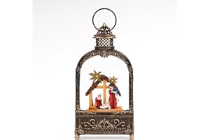 ZQQLITE Christmas Snow Globes Lantern Christmas Snow Globe with Music Holy Family Nativity Scene,6H Timer,USB Lined/Battery Operated Lighted Lantern for Christmas Festival Decoration Gifts
