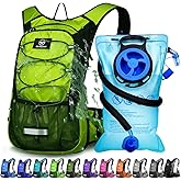 Mothybot Insulated Hydration Backpack Pack with 3L BPA Free Leak Proof Water Bladder, Large Storage Lightweight Hiking Daypack with Waist Pouches & Cooler Layer, for Running, Biking, Camping, Festival