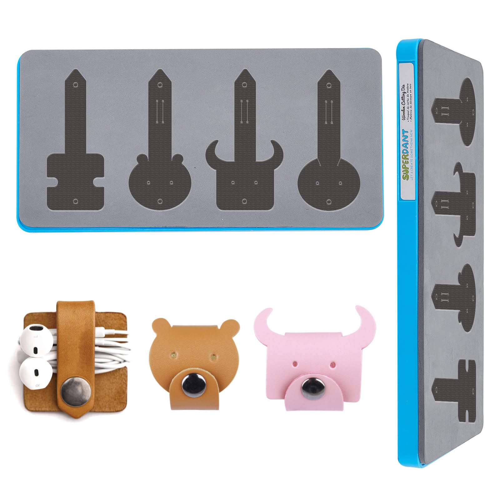 SUPERDANT Leather Cutting Dies Animal Headphone Cable Leather Collector Wire Strapping Phone Charging Wire Template Leathers Tool Cutting Wood Dies for Earphone Storage Organizer Making