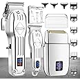 Karrte Professional Hair Clippers/Hair Trimmer/Beard Shaver Kit for Men - Cordless Barber Clipper Hair Cutting Kit, Beard T Outliner Trimmers Haircut Grooming Kit,Gifts for Men (Silver)