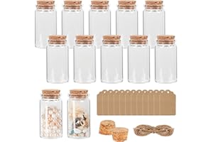 Miukada Glass Jars with Corks 4oz, Glass Bottles with Corks Stoppers 12pcs, 120ml Small Jars with Cork Lids, Sand Jars for Storage, Decoration - 3.54in Tall