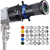 Bowens Mount Snoot Spotlight GOBO Projector- Compatible with Aputure Storm 400X/Amaran 60D/XS/100X/D, Godox SL60, Includes 5 