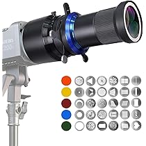 DF DIGITALFOTO Optical Snoot Bowens Mount Gobo Projector With 39 Gobos For Photography Spotlight, Compatible With Aputure Amaran 100X/D 200D/X, Godox SL60, Nanlite FS150B - View #5
