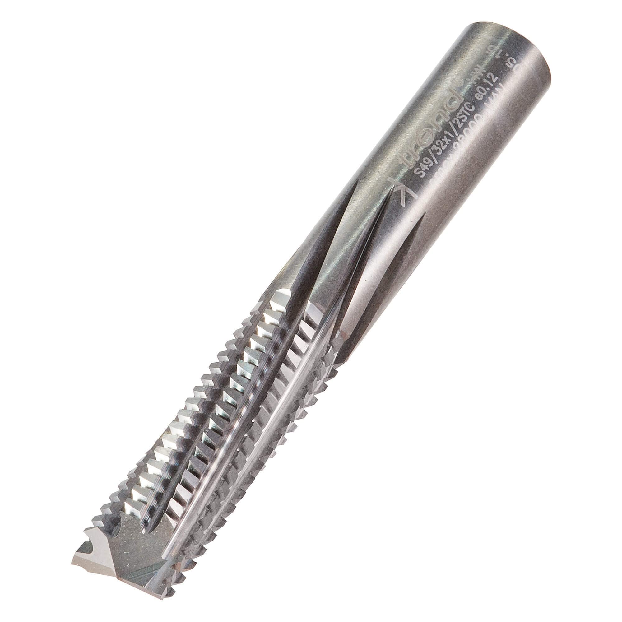 Trend Professional Roughing Phenolic Down-Cut Router Cutter, 1/2 Inch Shank, 12.7mm Cut Diameter & 42mm Cut Length, Solid Carbide, S49/32X1/2STC