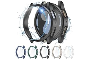 KIMILAR [5+5 Pack Galaxy Watch 7 44mm Screen Protector Case, Anti-Fog Tempered Glass Screen Protective Film plus Hard PC Protective Bumper compatible with Samsung Galaxy Watch 7 44mm (2024 Release)