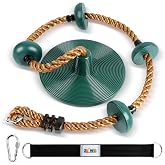Tree Swing for Kids Rope Swing for Tree Climbing Rope for Kids-Green | Kids Swing with Platforms Disc Swing Seat Swing Set Accessories Bonus Strap Carabiner Indoor Outdoor Playground Accessories