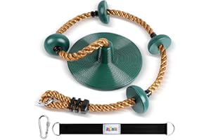 ZNCMRR Climbing Rope with Platforms and Disc Swing Seat Set Playground Accessories Including Bonus Hanging Strap & Carabiner Tree Swing for Kids Rope Swings for Tree