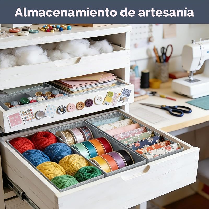 Organizador Cajones Juego de 12 Cajas Almacenaje Plegables de Tela Para Guardar Ropa, Organizadores de Cajones No Tejidos, Calcetines, Ropa Interior, Clásico Gris — foto 7 de 7