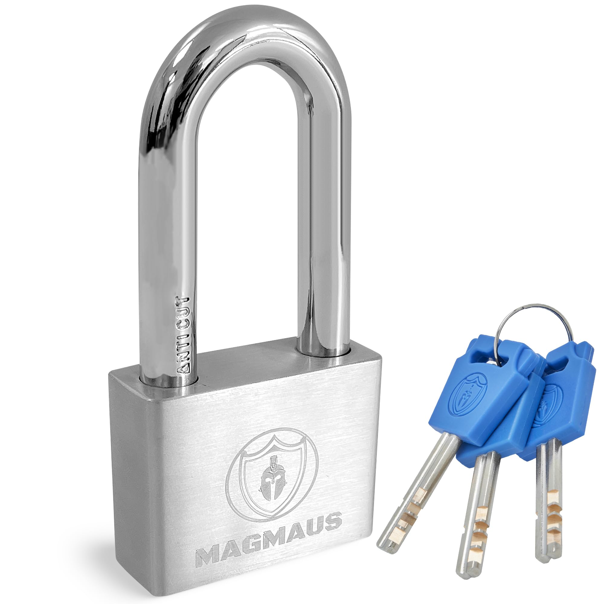 Magmaus® PDE50 [Never-Rust] Heavy Duty Waterproof Outdoor Padlock with 3 Keys - Stainless Steel - [10mm Anti-Cut Shackle] - [High Security Protection] - Ideal Gate or Shed Lock