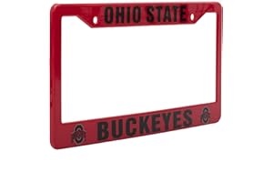 EliteAuto3K Ohio State Buckeyes License Plate Frame Cover – Black – 12.25” x 6.25” - Ideal Gift for Sports Fans & Supporters – Slim Design (Red & Black)