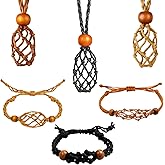 ZHLKHIOP Crystal Holder Necklace Cage, 6-Piece Stone Netting Necklace and Bracelet Set, Adjustable Chain in Three Colors, Secure Crystal Display Jewelry