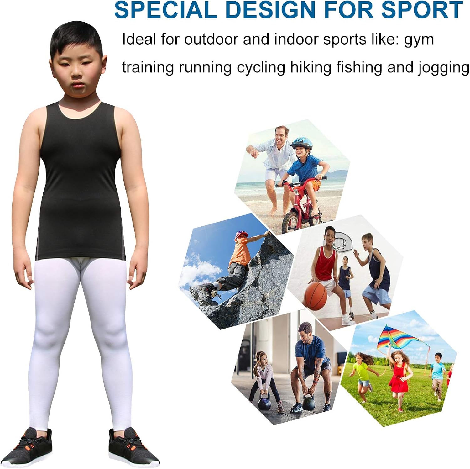 Youth Boys Girls Compression Tank Tops Athletic Sleeveless Shirt Undershirts Workout Base Layer Vest: Clothing
