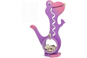 AORCMITN Wooden Dinosaur Piggy Bank Boalord for Boys Kids Girls Clear Big Belly Animal Coin Bank for Toddler Real Money Toy（Dino-Purple）