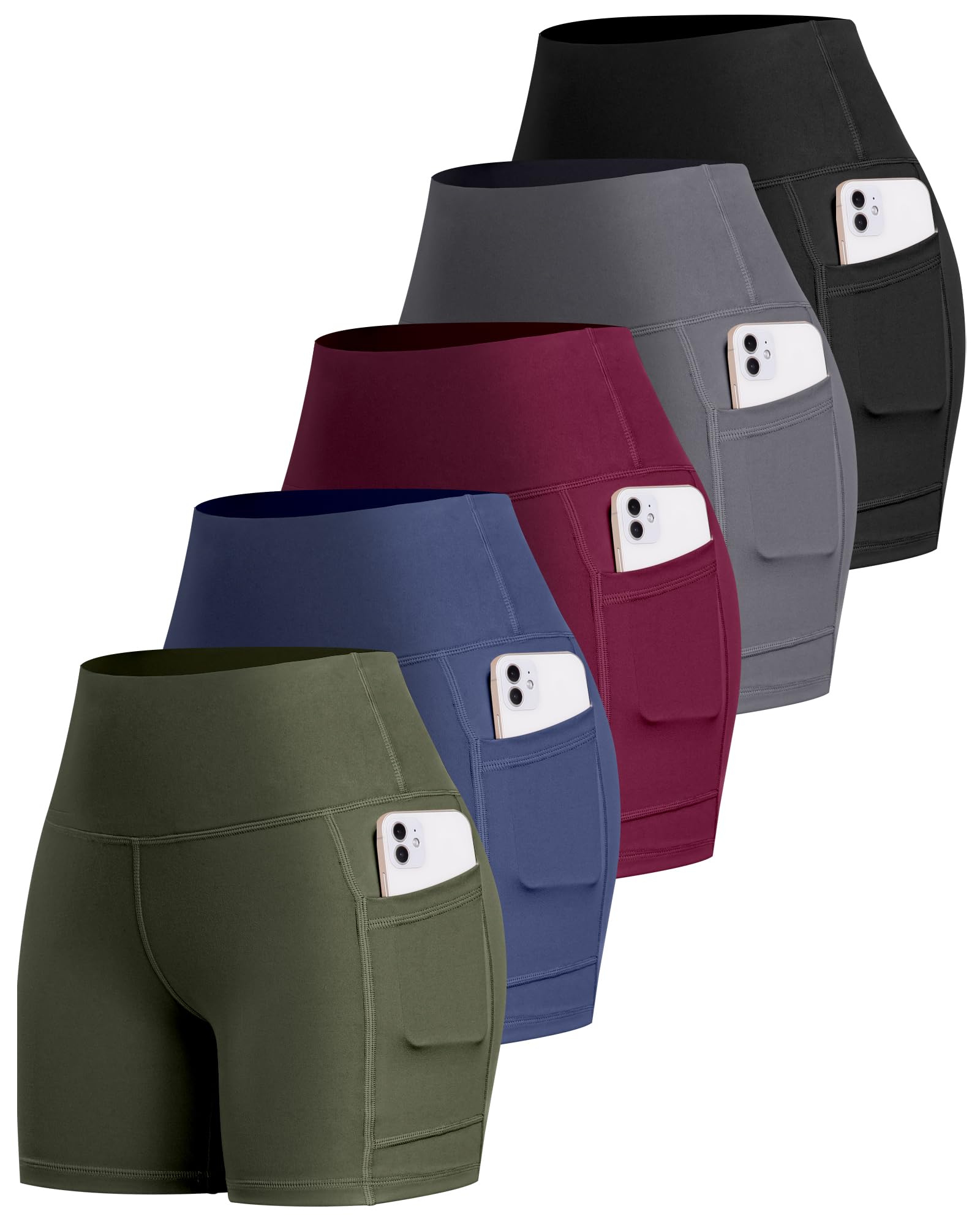 Photo 1 of LZYVOO Biker Spandex Shorts Women, High Waisted Tummy Control Workout Yoga Shorts with Pockets(5" Black/Dgrey/Navy/Wine/JGreen-S)