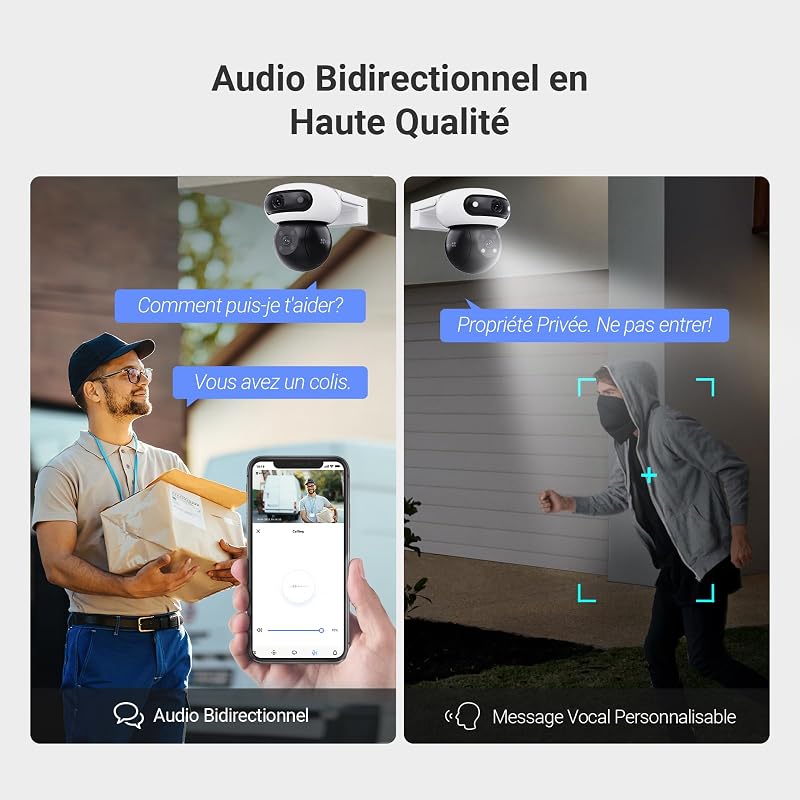 8MP(4MP+4MP) Caméra de Surveillance Extérieur à Double Objectif, C90