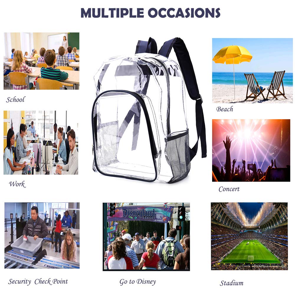 JOMPARO Heavy Duty Clear Backpacks for School Boys Girls Adults Large Clear Bookbag See Through Backpack Navy Blue