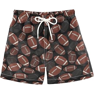 ALAZA Rugby Brown Black American Football Boys Quick Dry Beach Board Shorts Kids Swim Trunks Bathing Suit Swimsuit 2T