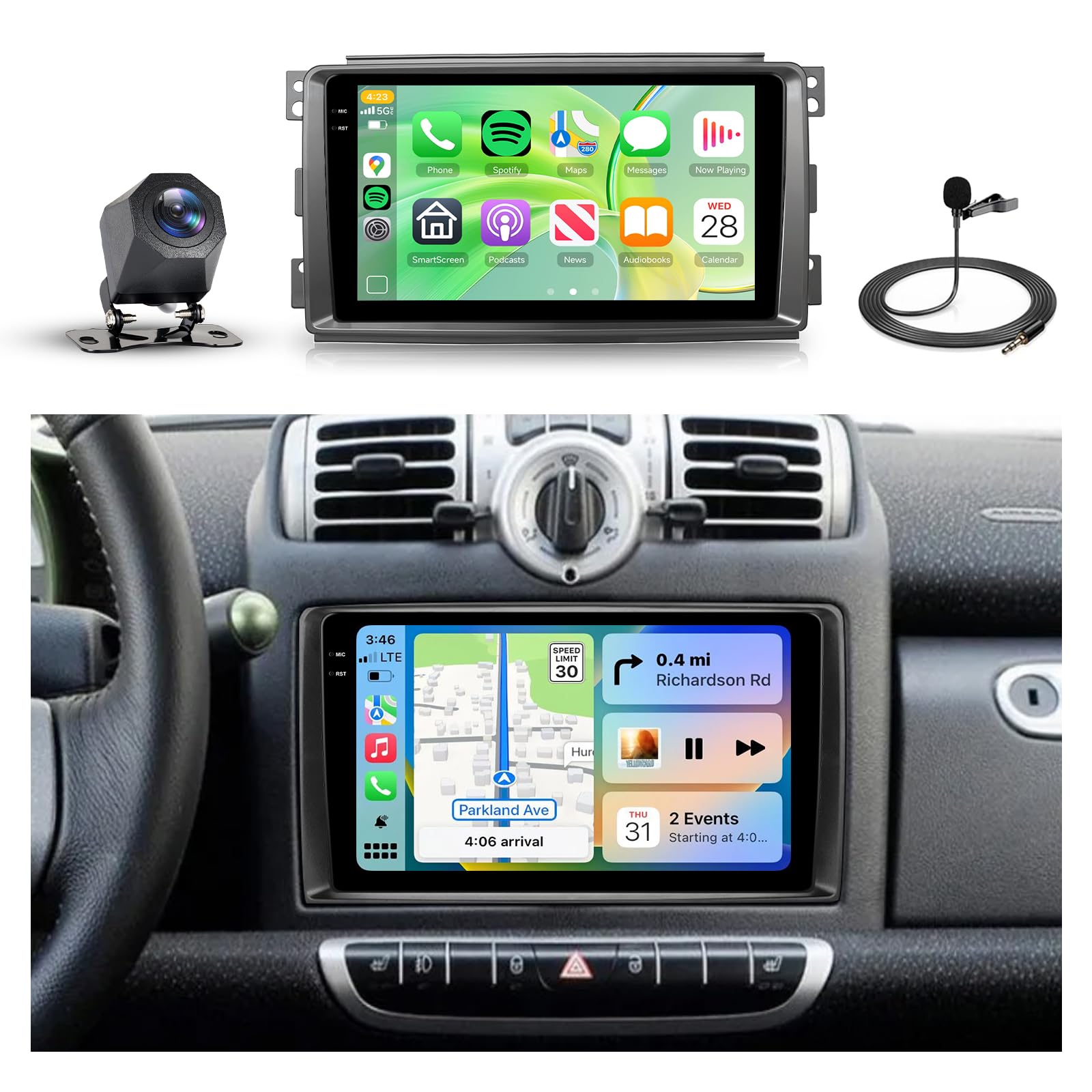 Photo 1 of [4G+64G] Car Stereo for Mercedes-Benz Smart Fortwo 2005-2010 with Wireless Carplay and Android Auto, 10.1 Inch Touch Screen Android Radio for Benz with Bluetooth Mirror Link WIFI GPS SWC FM/RDS EQ USB