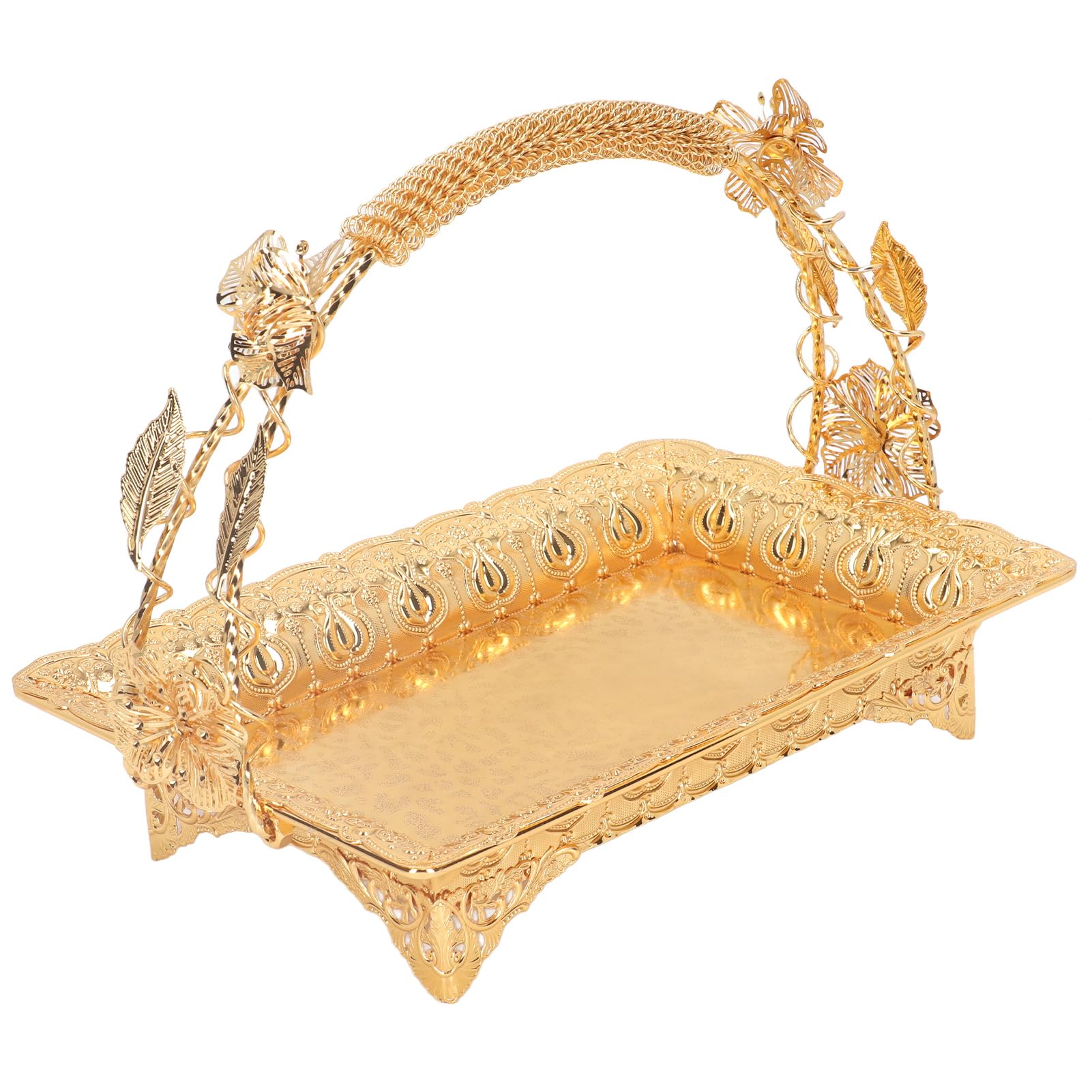 Metal Serving Platter tea tray turkish Tea Tray Gold Color Vintage Elegant vintage gold tray for Home Platters decorated gold tray coffee table tray P¨®?miski