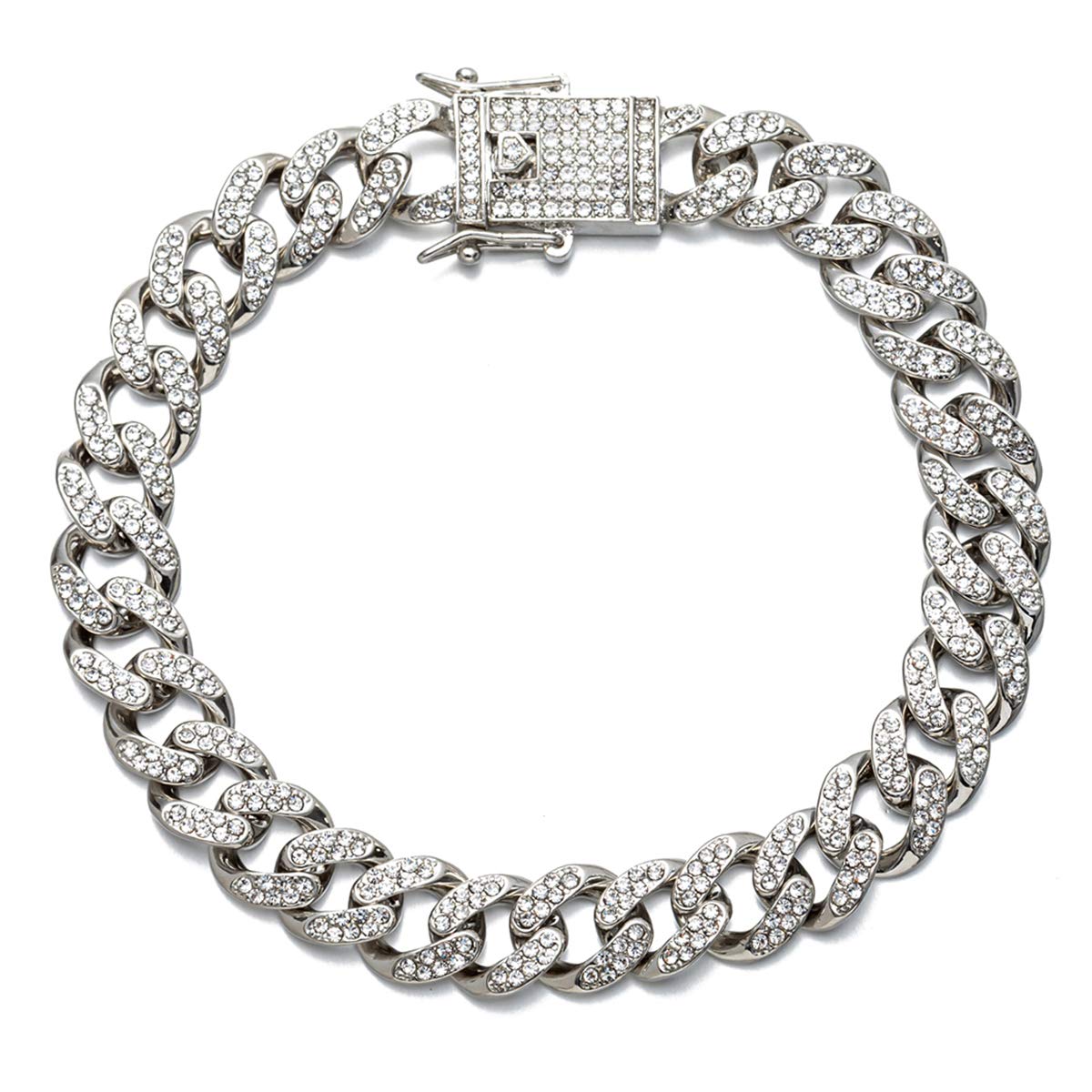 kelistom Cuban Link Anklet Bracelet for Women Men Teen Girls Boys, Hip-hop 18K Gold/White Gold Plated Iced Out Rhinestones Filled Chain Ankle Bracelets, 9" 10" 11"