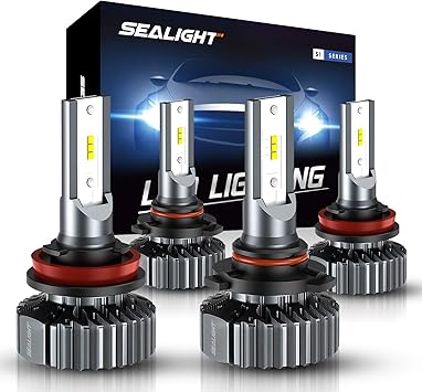 sealight h11 9005 led headlight bulb high beam low beam led bulb kit 6000k bright white halogen replacement quick installation