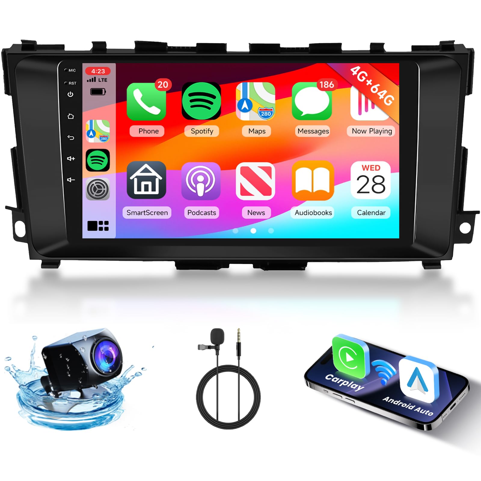 Photo 1 of [4G+64G] Android Car Stereo for Nissan Altima Teana 2013-2018 Radio with Wireless Carplay Android Auto Radio, Hodozzy 9 inch Touch Screen with GPS, Mirror Link, Bluetooth, WiFi, DSP, FM/RDS Radio