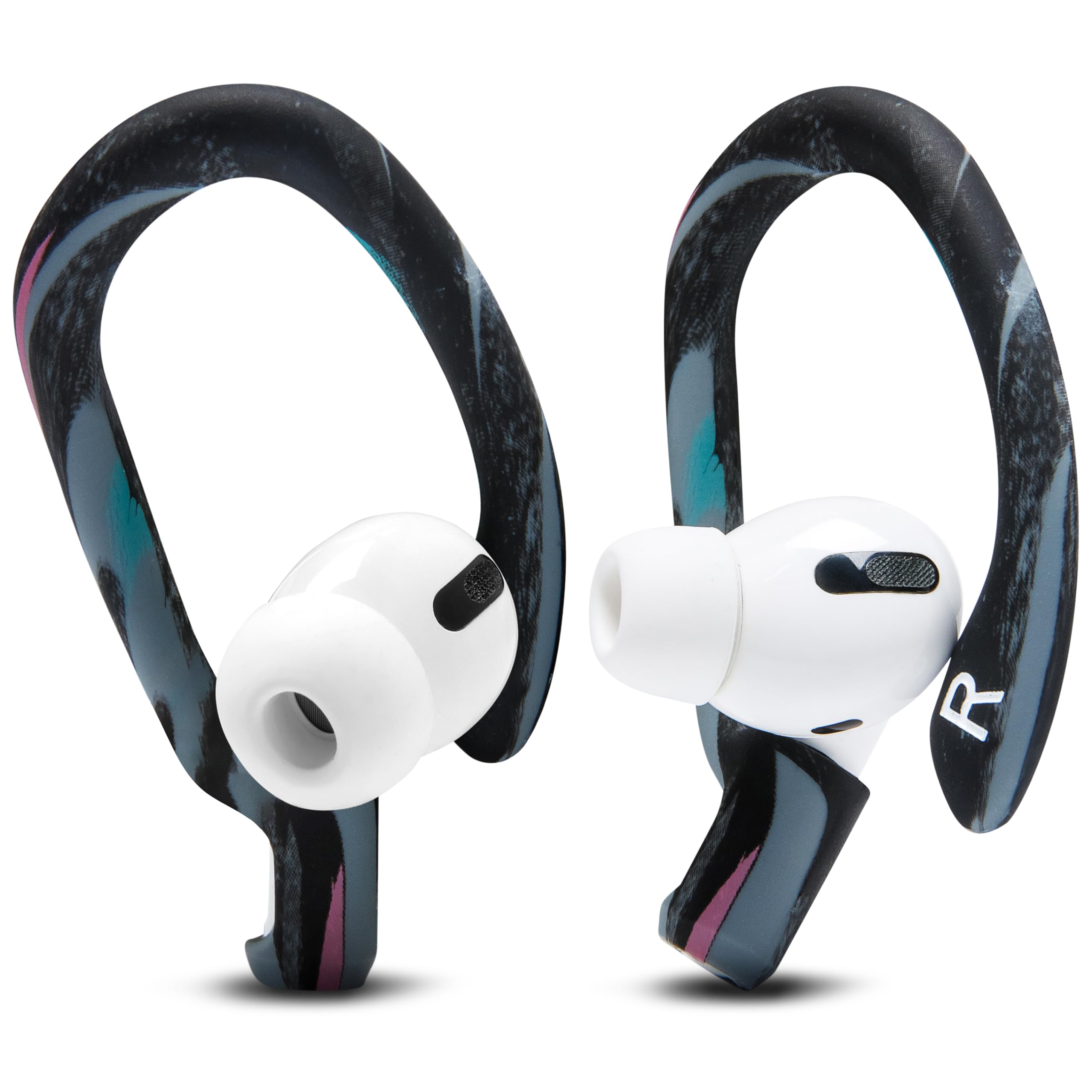 WC HookZ - Patented Upgraded Over Ear Hooks for AirPods Pro 1, 2 & AirPods 1, 2 & 3- Two Size Pairs Included in Package, Unique Left & Right Hook, Made by Wicked Cushions | 90's Black — image 1