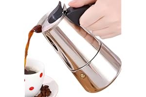 DeeKleen Stainless Steel Moka Pot, Gas/Electric Stovetop Espresso Maker, Percolator Coffee Pot Italian Percolator Cuban Café Brewing, Greca Coffee Maker (9CUP 450ml)