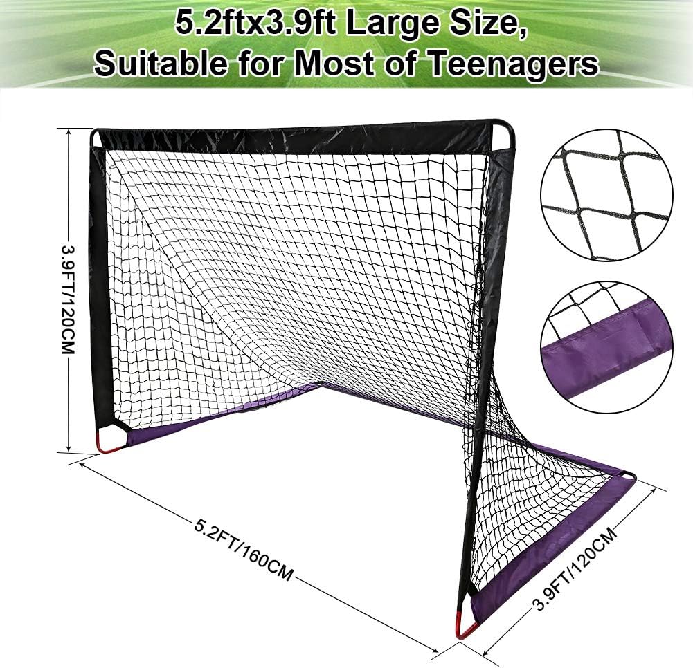 Openuye Soccer Goals, 5.2ftx3.9ft Training Soccer Goal for Kids Teens Adults Punting and Kicking Practice, with Easy Portable Fold-Up Goal and Net : Sports & Outdoors