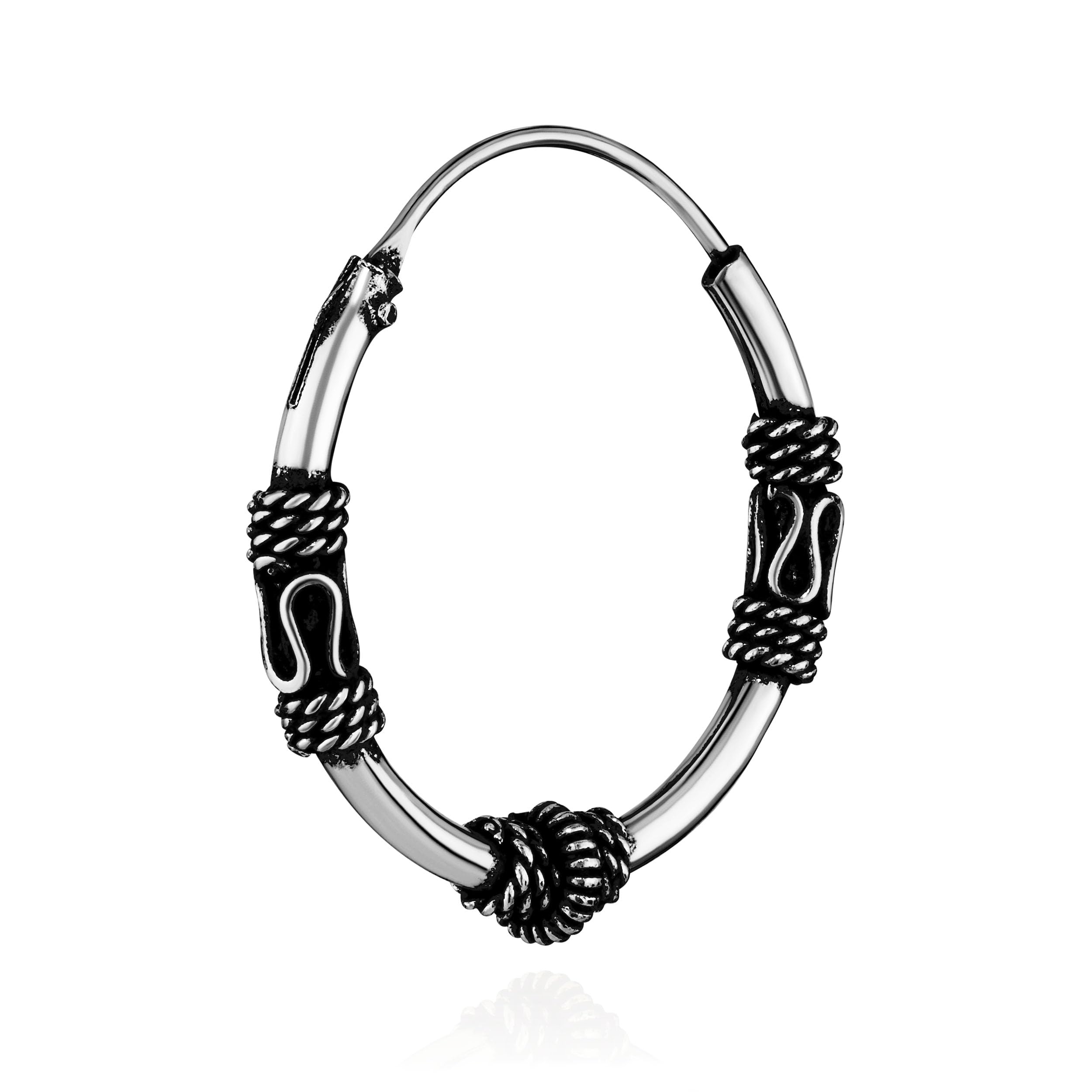Nklaus 2x single 925 STERLING SILVER Celtic Gothic hoop earrings 20mm 40380