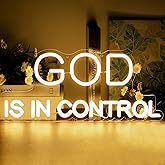 God is in Control Neon Sign Dimmable Neon Signs for Wall Decor Inspirational LED Signs USB Warm White Light Up Sign for Christian Wall Art Jesus Room Decor Bedroom Living Room Jesus Gifts