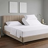 100% Egyptian Cotton 34" Split Top King Sheets, Fits Sleep Number Bed, Flex Top King Sheet Set For Adjustable Bed, Luxury Hotel Quality, Soft, Smooth &amp; Breathable, 16" Deep Pocket - White, 4 Piece