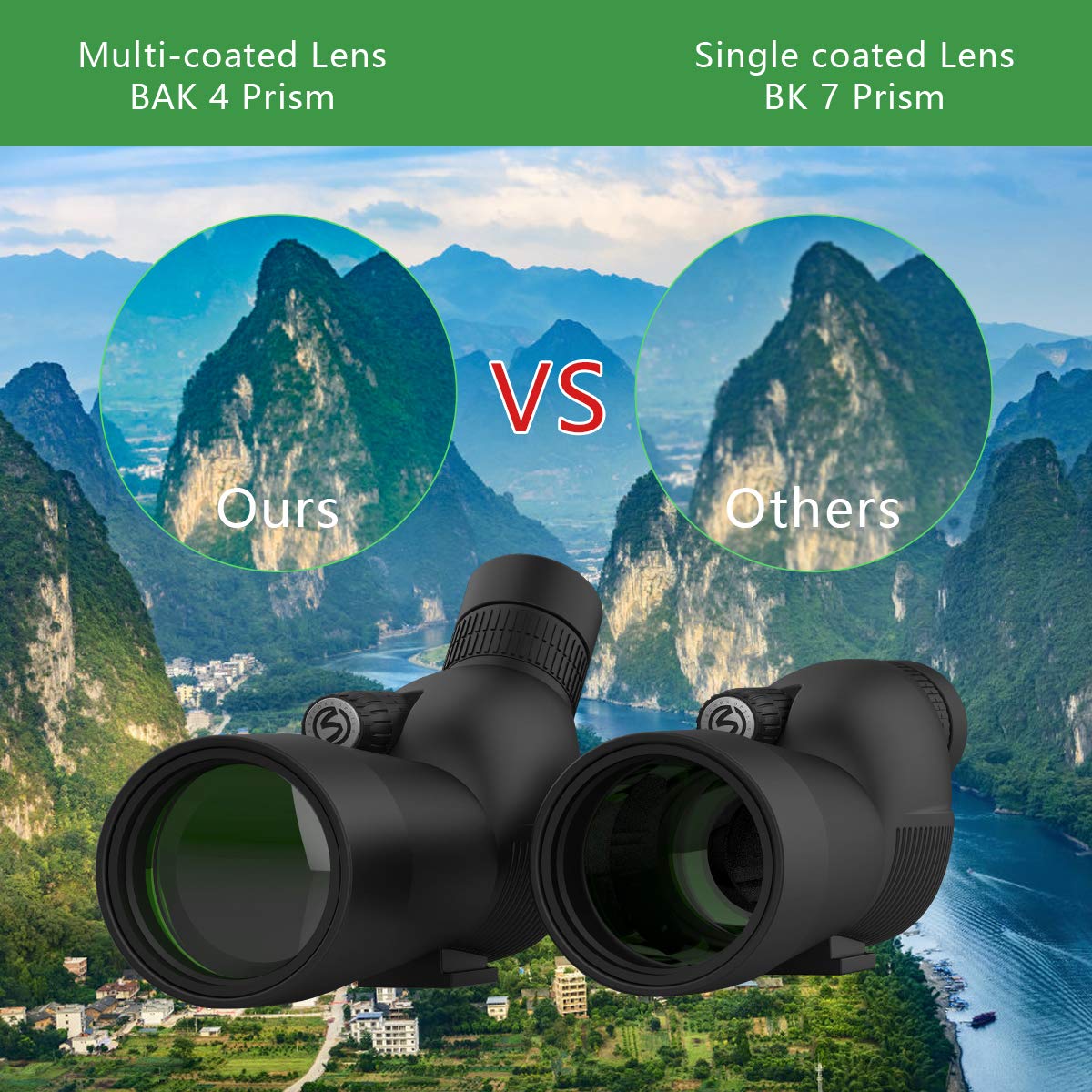MIAO 15-45x60 Monocular Telescope, Compact Binoculars Single-Tube Zoom Telescope Binoculars with Smartphone Tripod and Mount Adapter for Target Shooting, Birdwatching, Wildlife Scenery