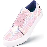 JENN ARDOR Women's Stylish Slip On Sneakers No Laces Elastic Low Top Canvas Sneakers Trendy Flats Comfortable Casual Walking Shoes