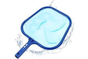 YANLIFY Pool Skimmer Net, Professional Swimming Pool Leaf Skimmer with Heavy Duty Frame, Fine Nylon Flat Mesh for Fast Debris Cleaning, for Above Ground & In-Ground Pools,16×10.8in (No Pole)