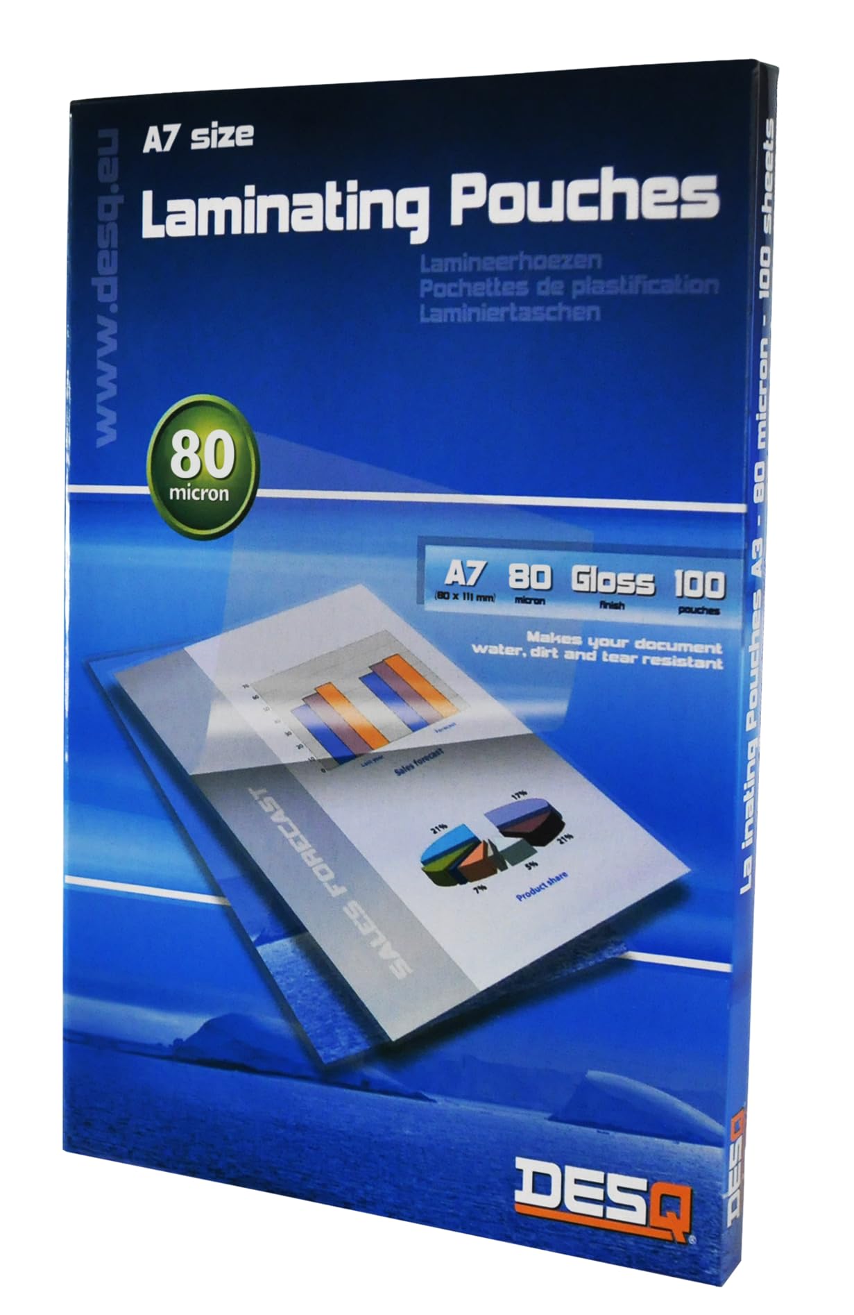 DESQ® A7 80 x 111 mm Premium Gloss Laminating Pouches 80 x 111 mm with Rounded Corners - A7 80 x 111 mm