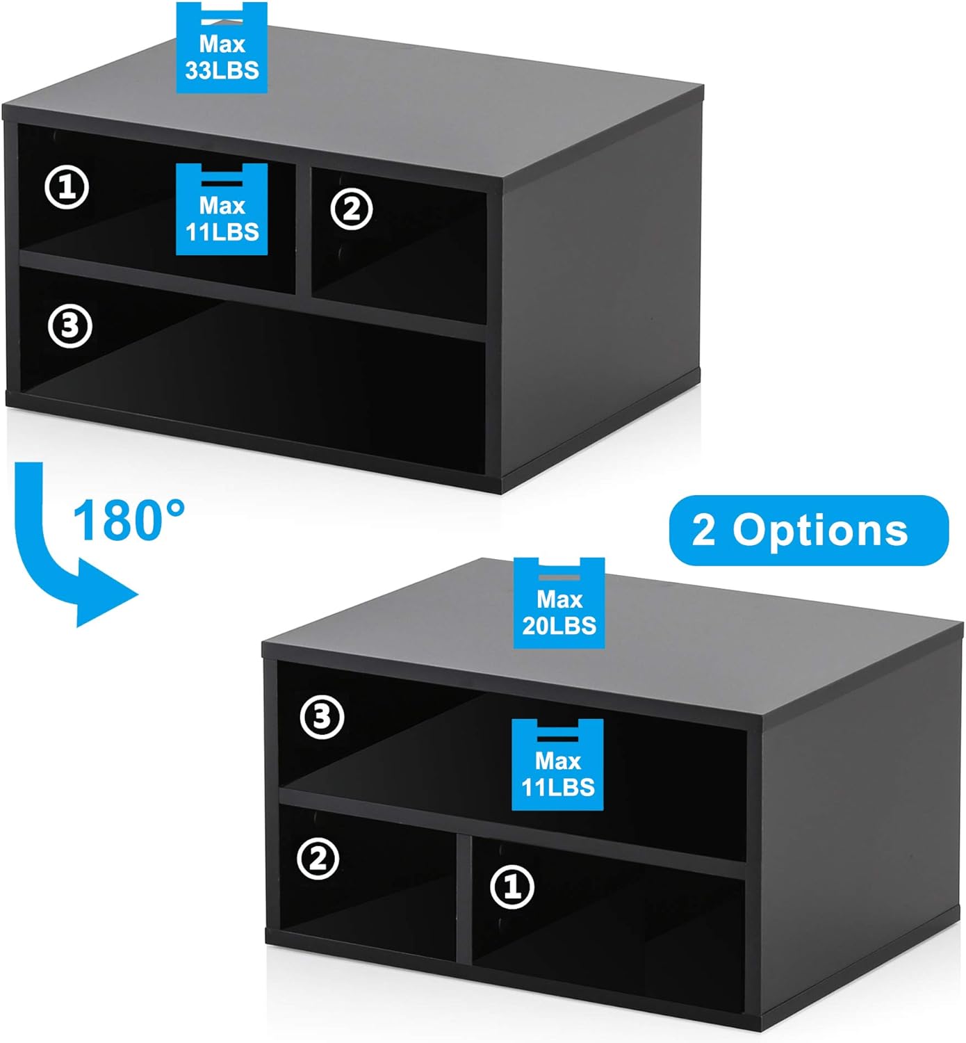 FITUEYES Wood Printer Stands with Storage, Workspace Desk Organizers for Home & Office, Black, DO304001WB : Office Products