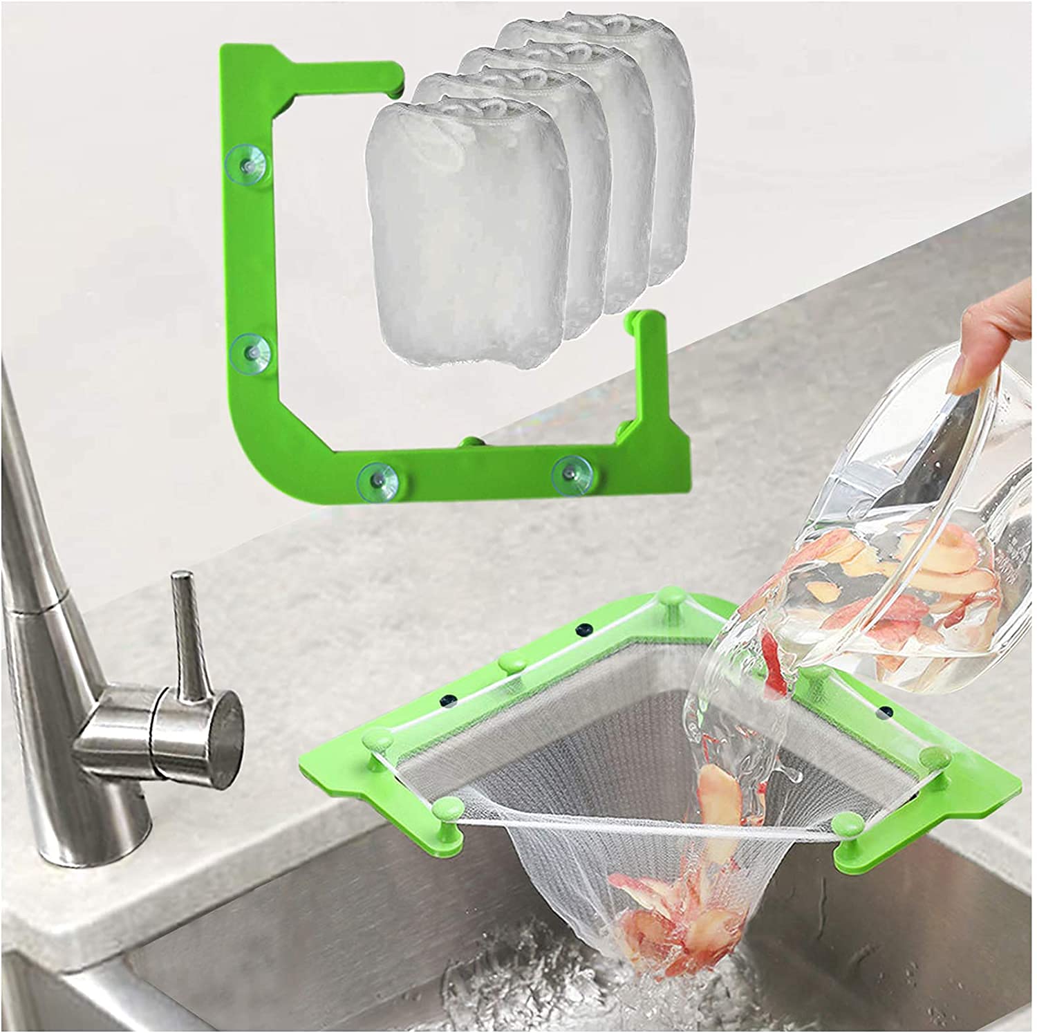 Triangle TriHolder Filter with 30 pcs Sink Strainer Bags,Corner Sink