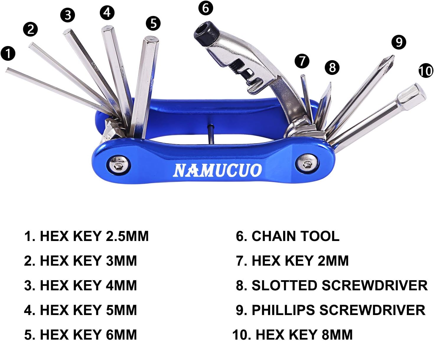 YBEKI NAMUCUO Bike Tyre Repair Tool Kit - Bicycle Tool kit with 210 Psi Mini Pump 10-in-1 Multi-Tool（with Chain Breaker）, Tyre Levers &Tire Patch, Bone Wrench, 1 Saddle Bag. 6 Month Warranty : Sports & Outdoors